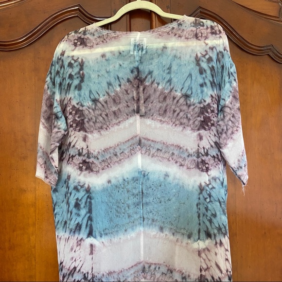 NWT GoSilk Silk Tie Dye Purple and Blue Midi Dress | Size S | Anthropologie - Picture 6 of 12